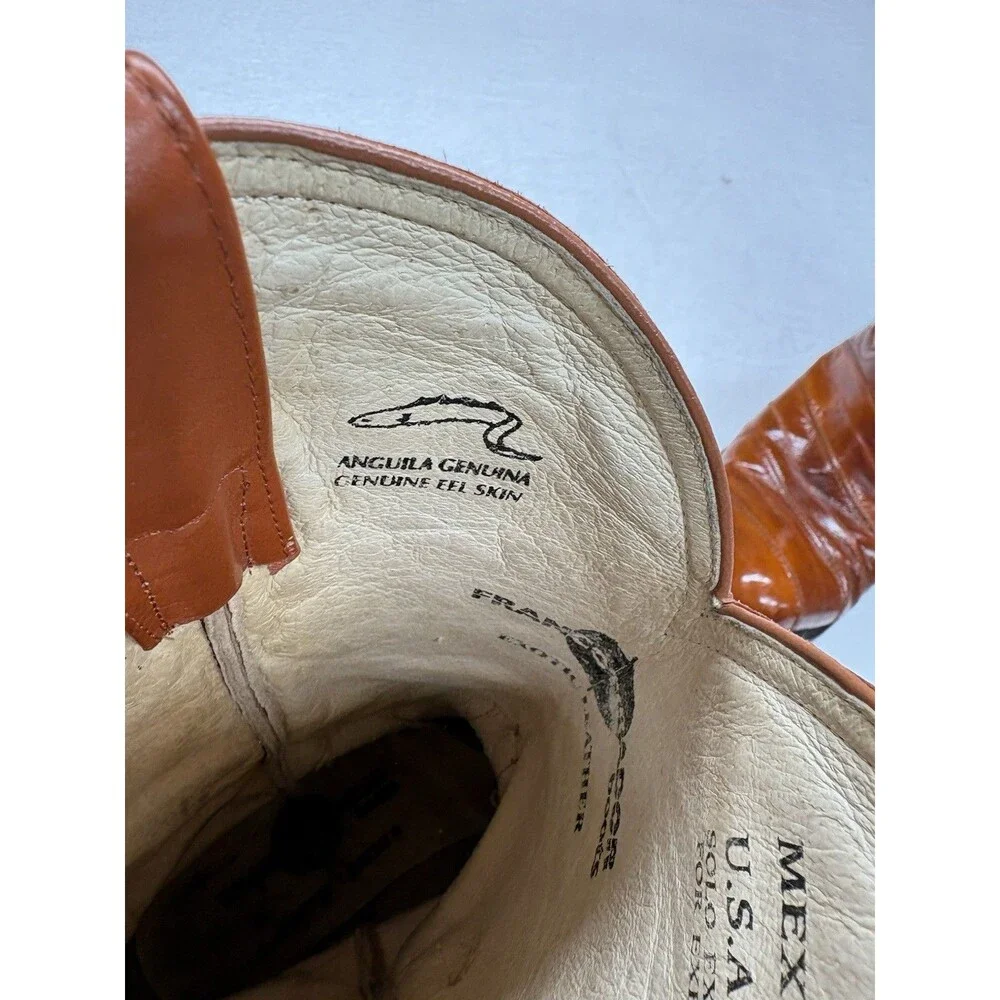 Vintage Y2K Francotirador Men’s Boots Genuine Anguila Eel Skin Cognac Sz 10 1/2